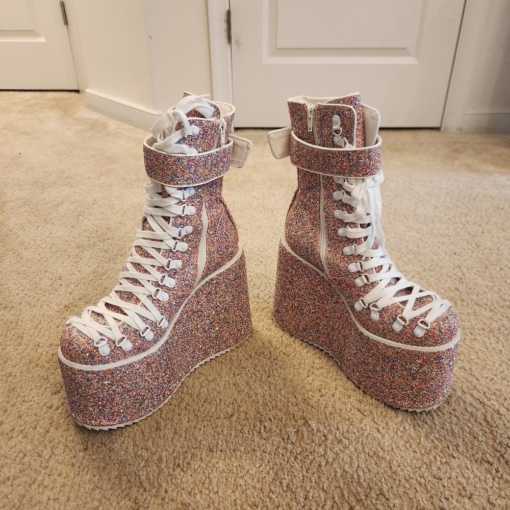 Sugar Coated Traitor Boots‎ - Confetti Dolls Kill Size 9 Pink